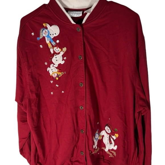 Alfred Dunner Snowman Button Up Sweater Womans Size L - Picture 1 of 5